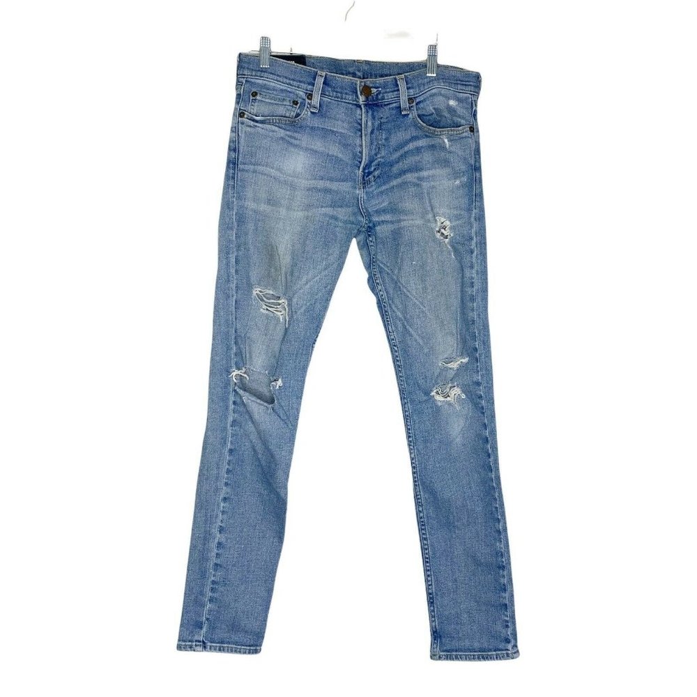 Hollister Mens super skinny jeans sz 31 x 30 distressed medium wash